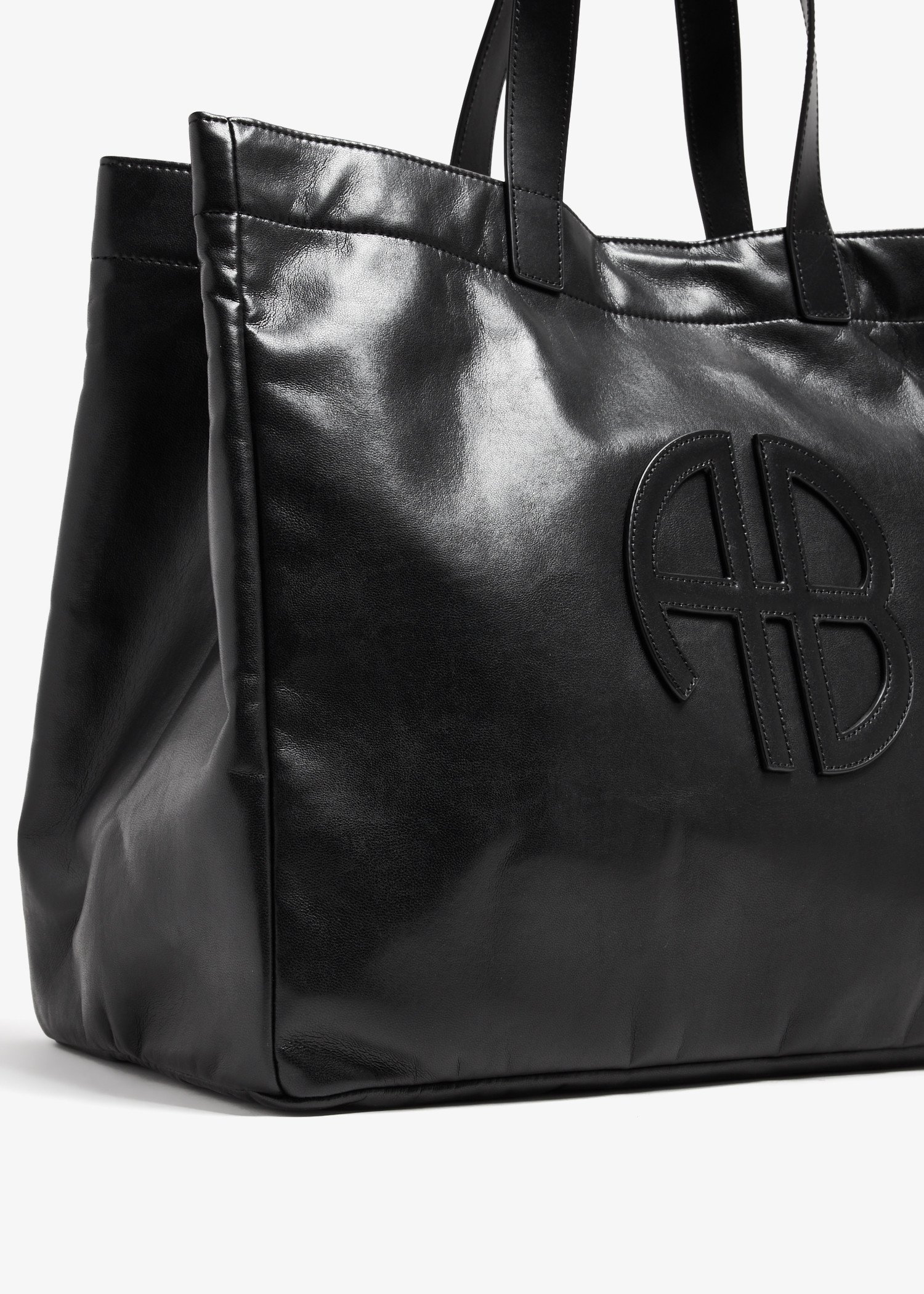 Shop Anine Bing Large Rio Faux Leather Tote Bag In Black