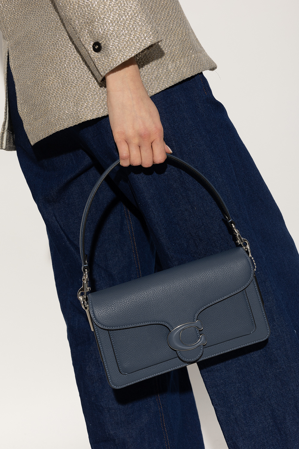 Coach Tabby Leather Satchel Bag In Black
