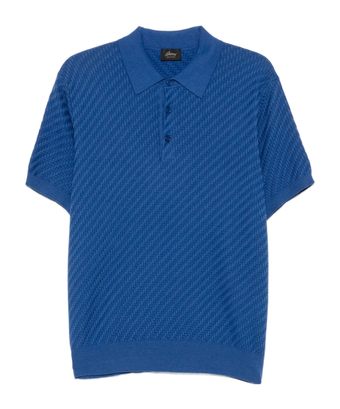 Brioni Herringbone Polo Shirt In Blue