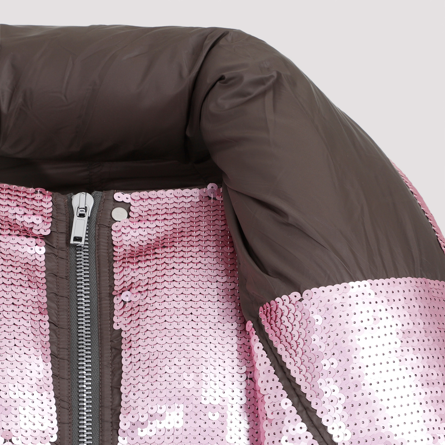 Rick Owens Sequin Funnel Neck Down Jacket In Multicolor