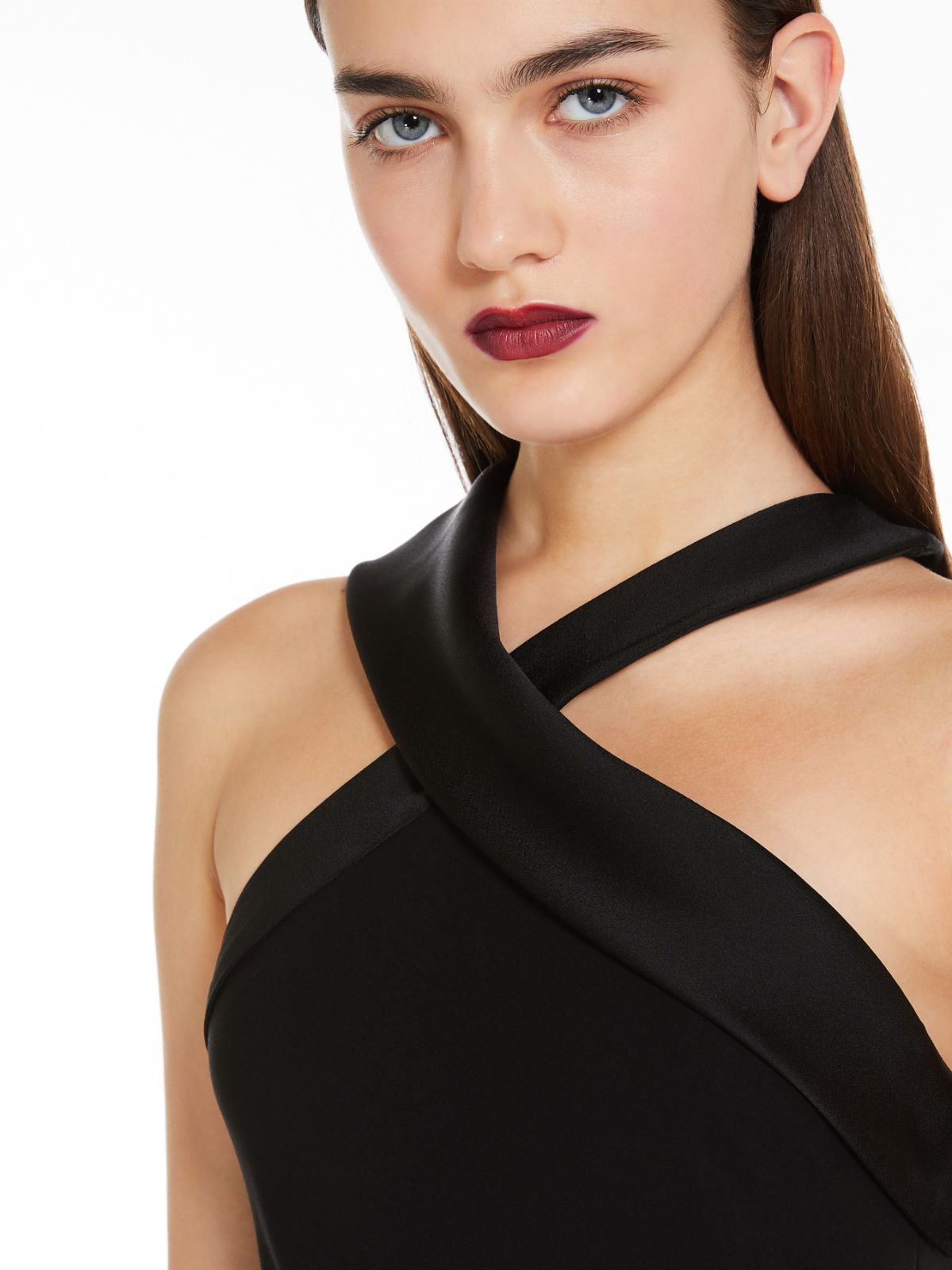Max Mara Maxi Dress With Satin Neckline 'anta In Black