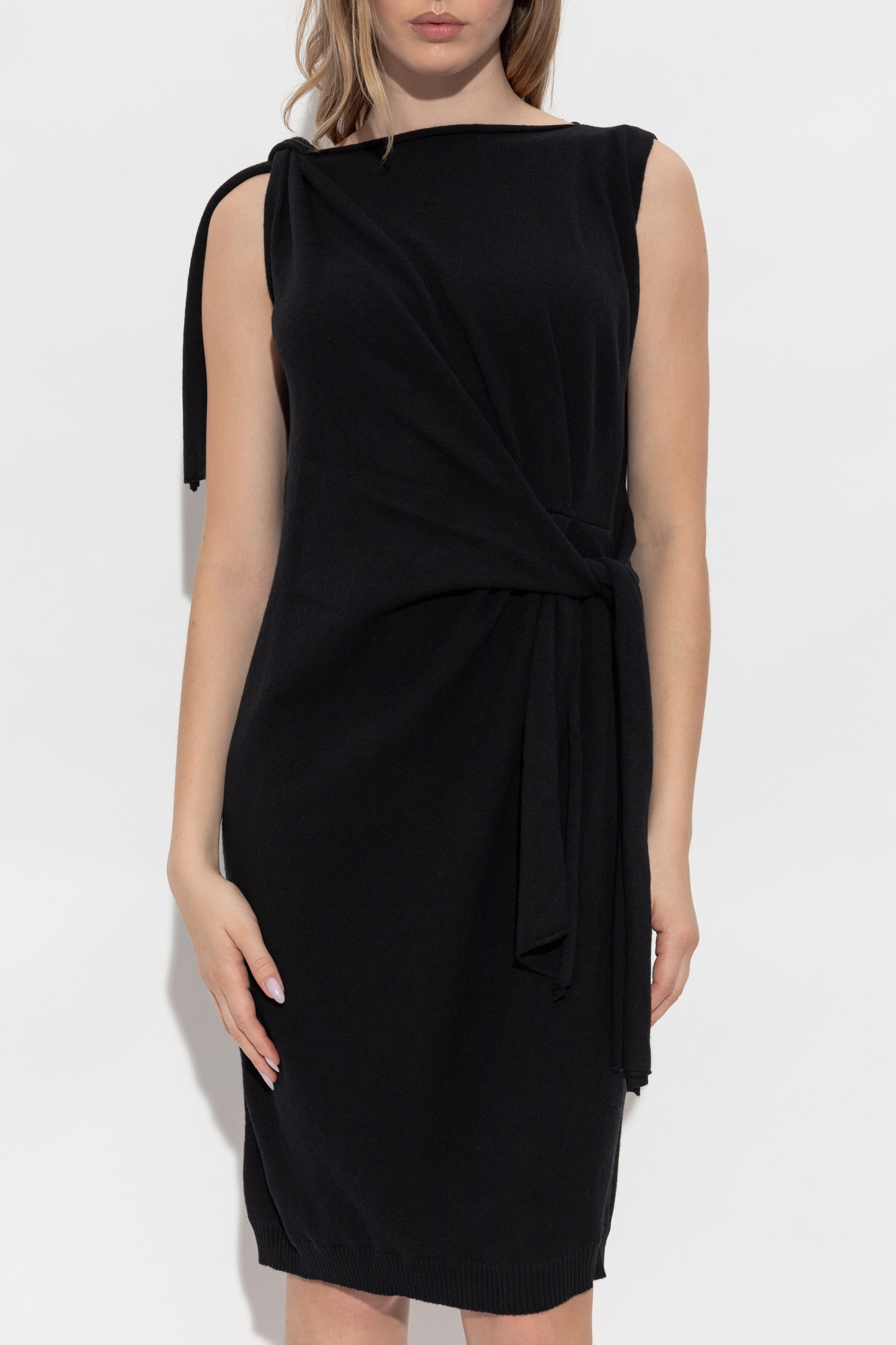 Moschino Sleeveless Knitted Mini Dress In Black