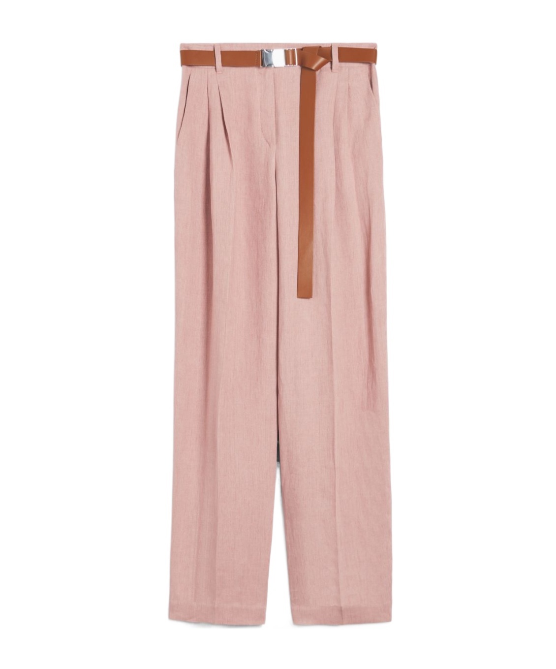 Max Mara Straight-fit Faded Linen Trousers In Pink