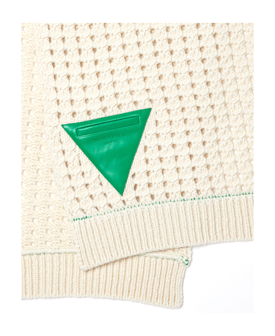 Bottega Veneta Patch-detail Pointelle-knit Scarf In White