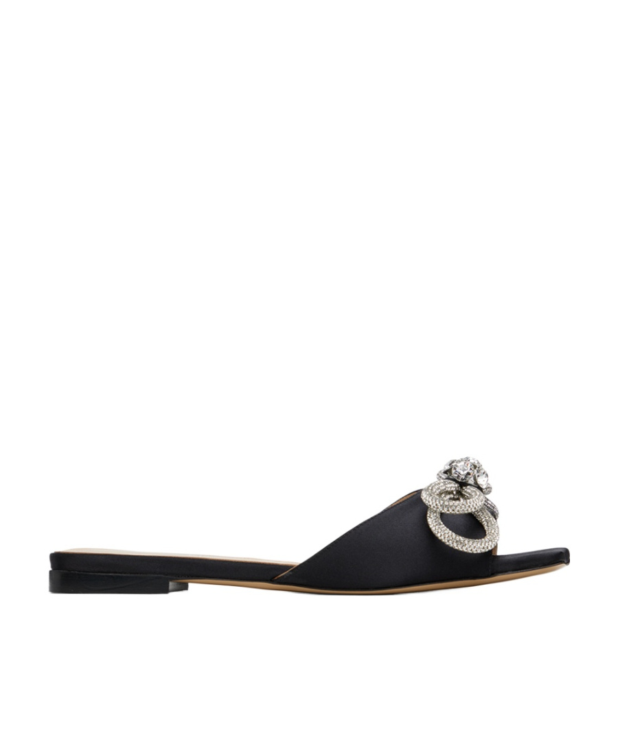 Mach&mach Double Bow Flat Mules In Black