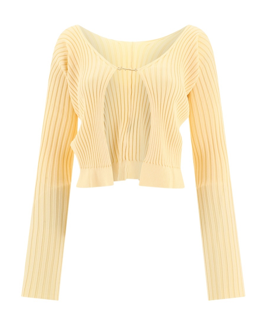 Jacquemus La Maille Pralù Ribbed Cardigan In Nude