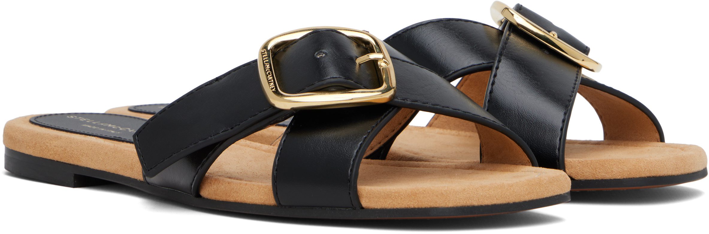 Stella Mccartney Gaia Brushed Alter Mat Slippers In Black