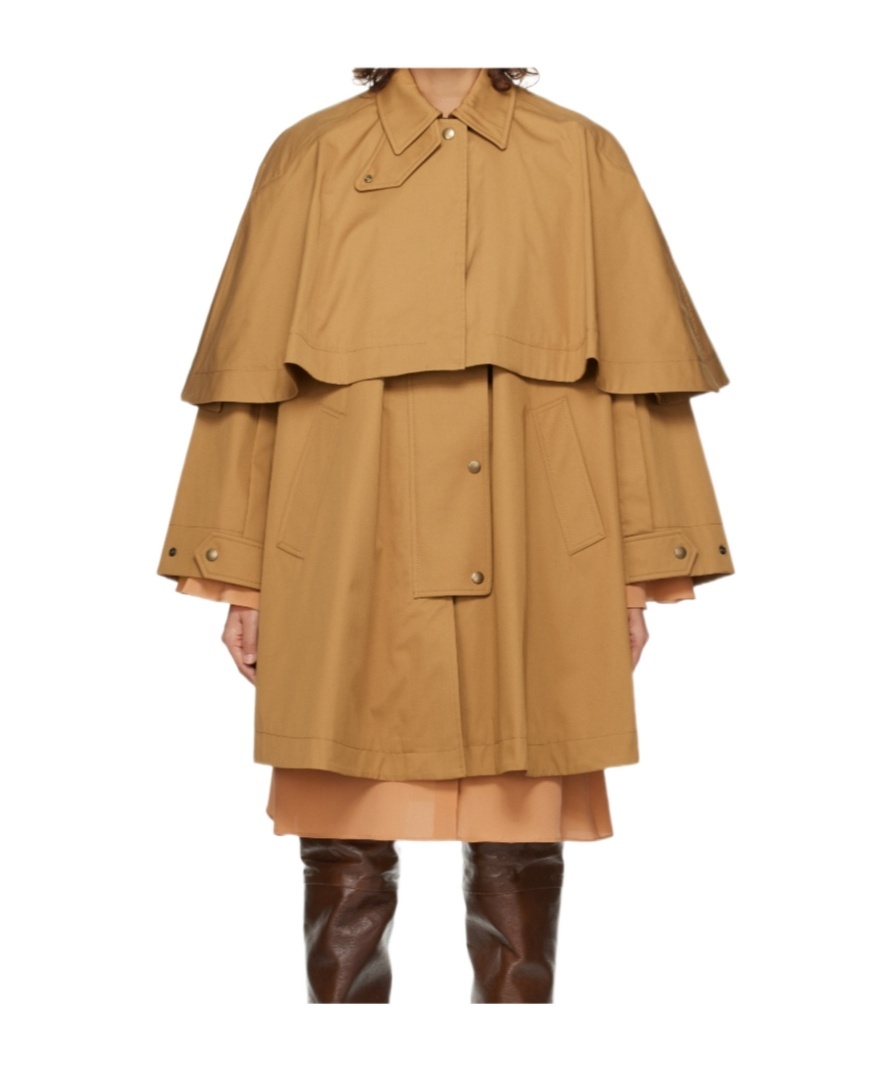 Chloé Tan Capelet Jacket In Brown