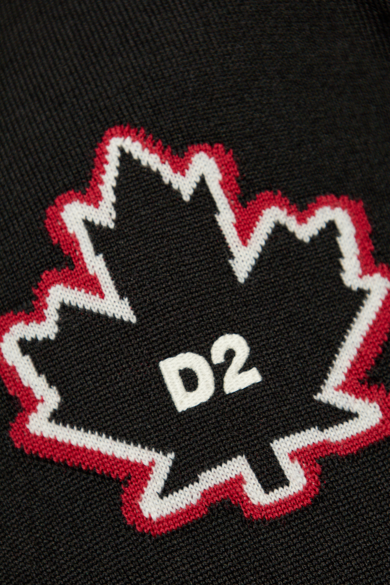 Dsquared2 D2 Leaf-intarsia Jumper In Black