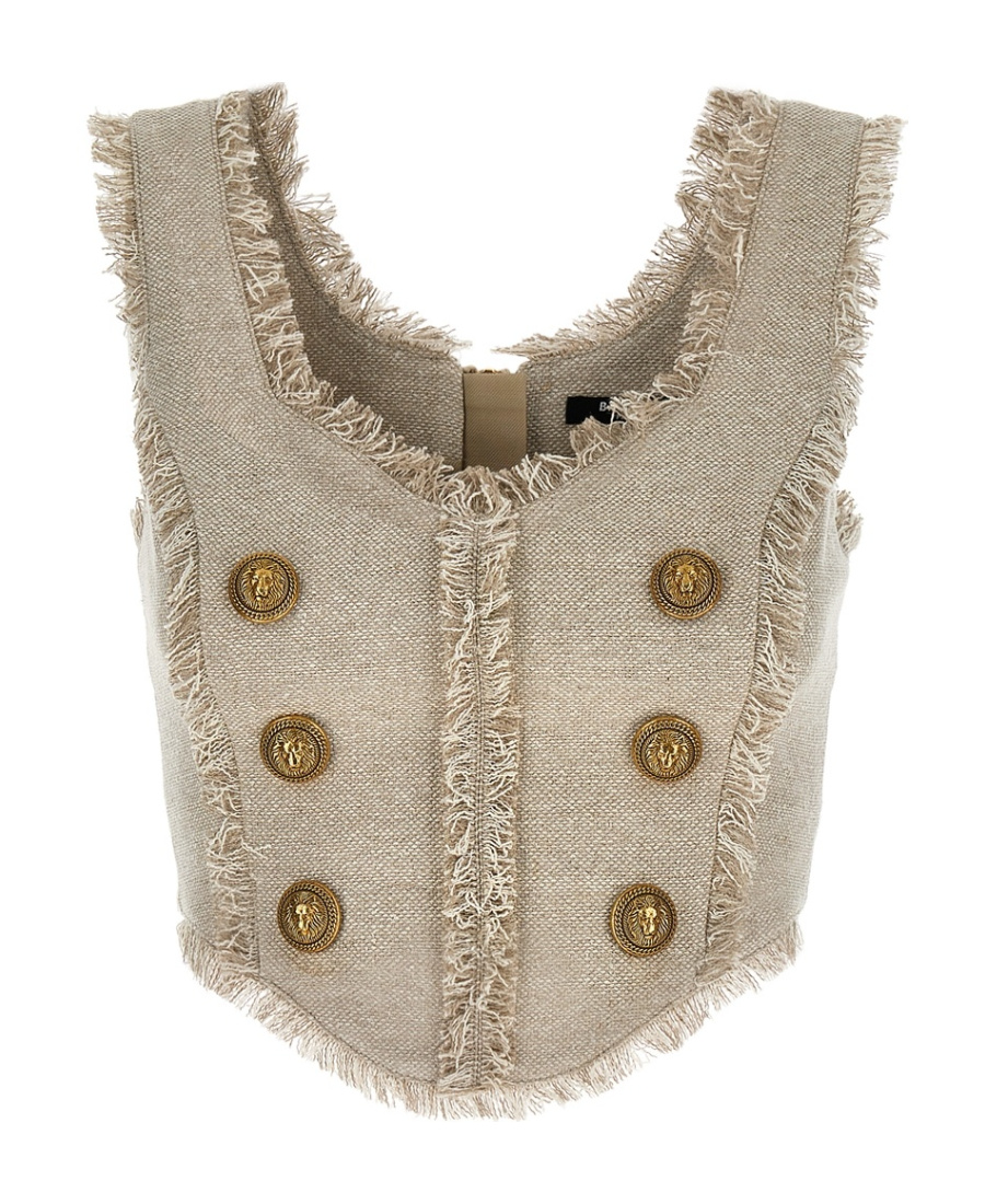 BALMAIN FRAYED CORSET VEST