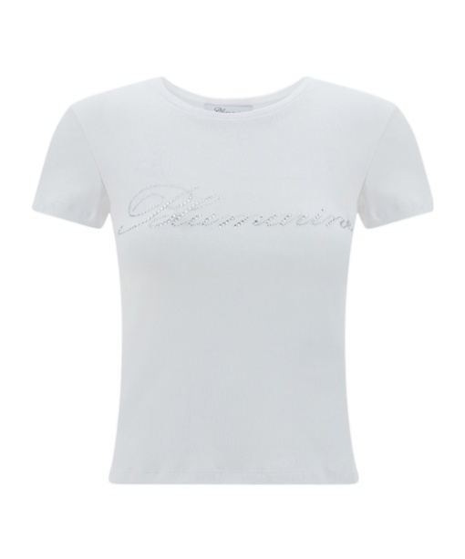 Shop Blumarine Logo Embellished Crewneck T-shirt In White