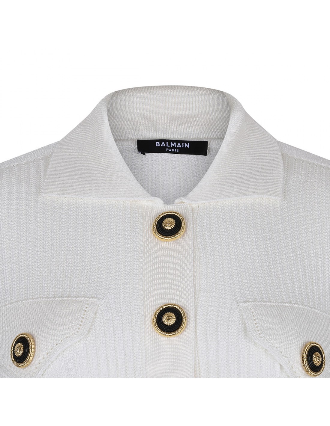 Balmain Perforated Knit Cardigan With Embossed Logo Buttons In White
