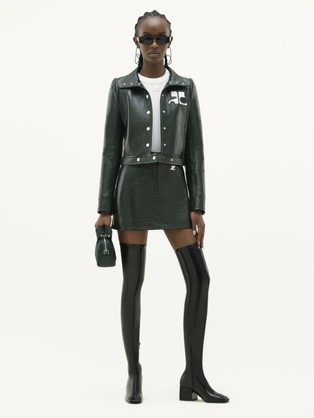 COURRÈGES REEDITION CROPPED FAUX-LEATHER JACKET