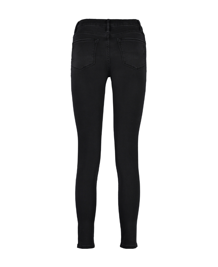 Shop Frame High-waisted Skinny Jeans In Black