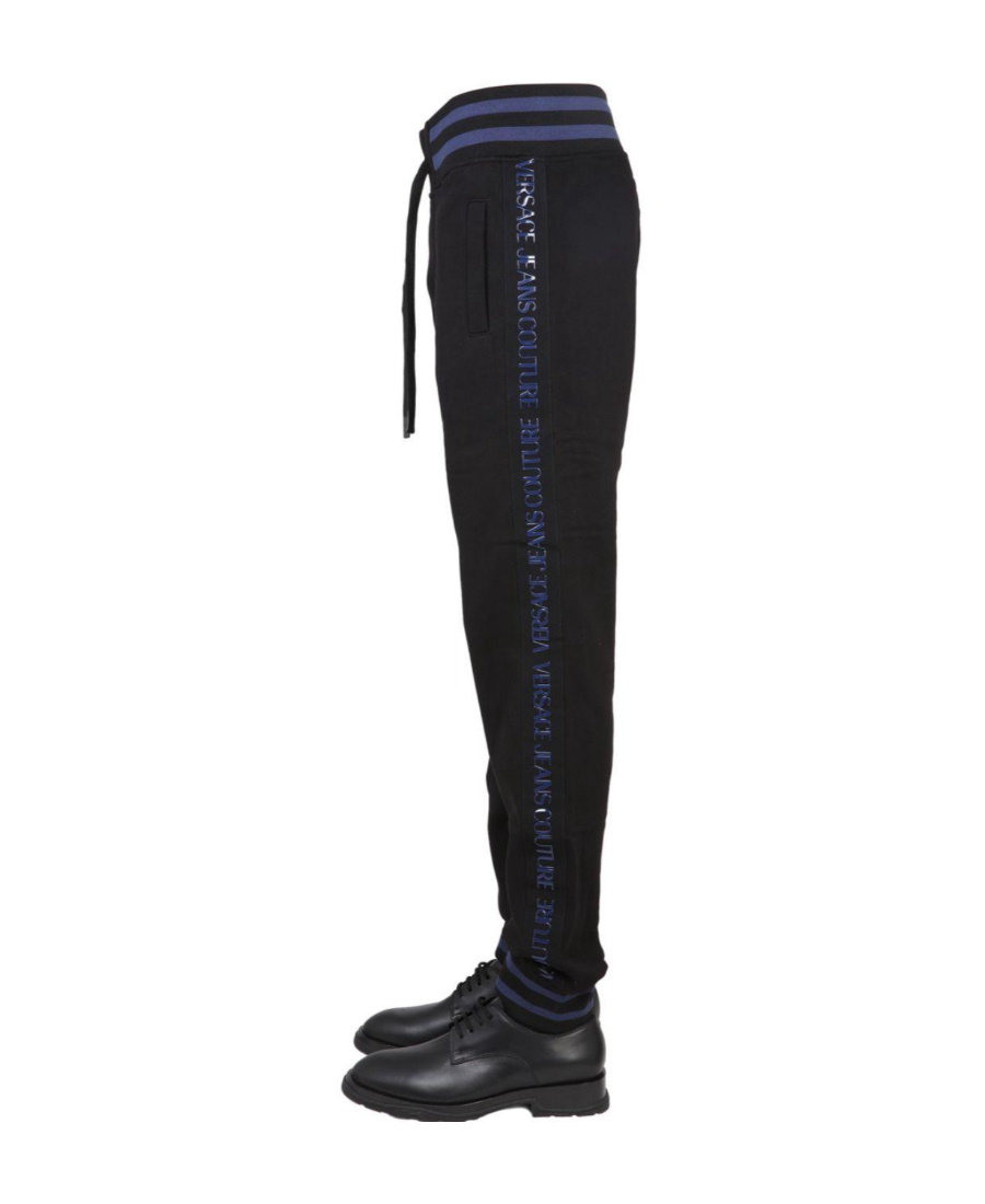 Versace Jeans Logo-stripe Track Pants In Black