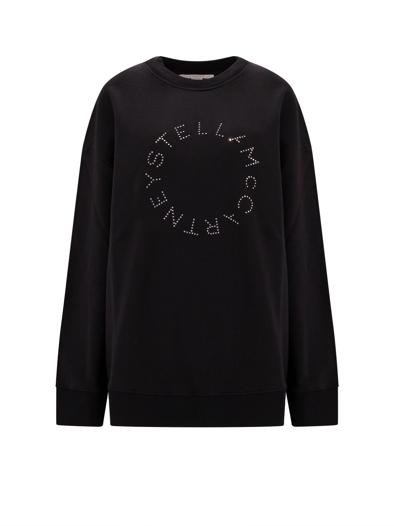 Stella Mccartney Black Rhinestone Logo Sweatshirt In Black