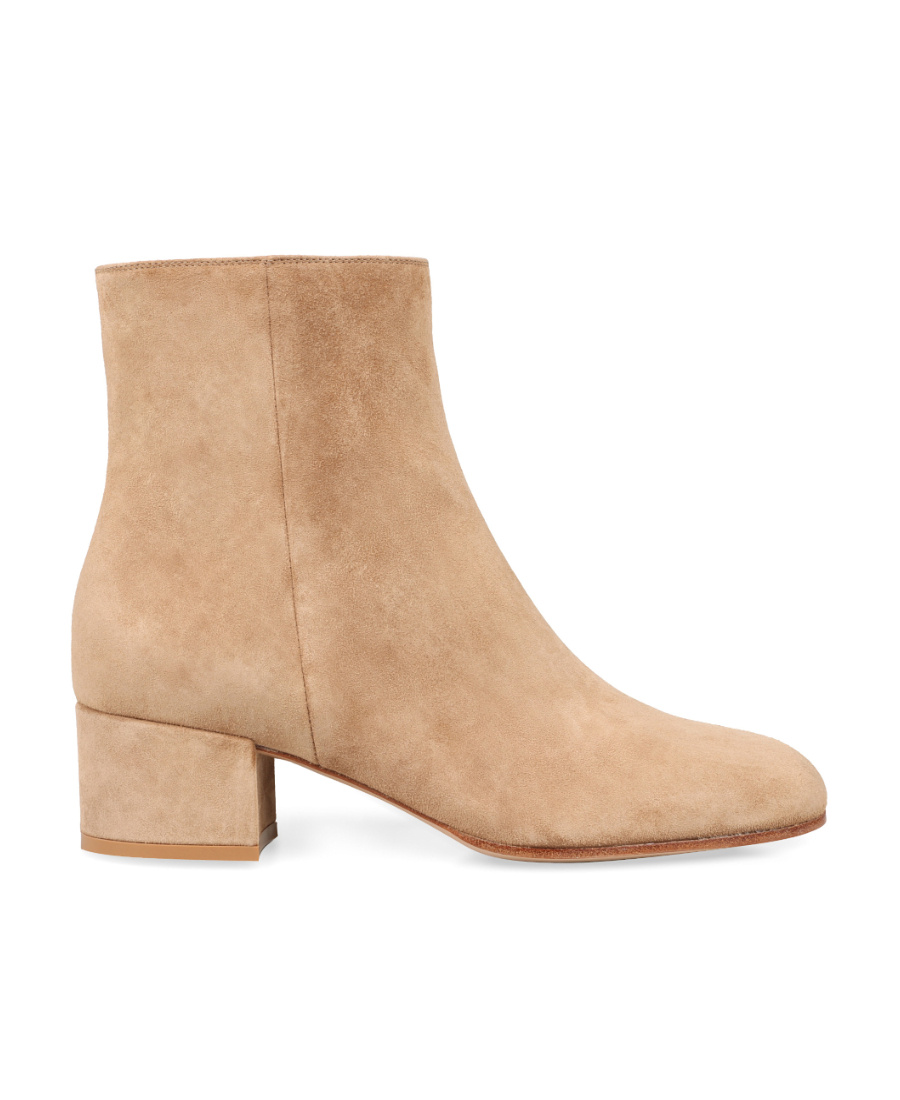 Shop Gianvito Rossi Joelle Round Toe Block Heel Ankle Boots In Nude