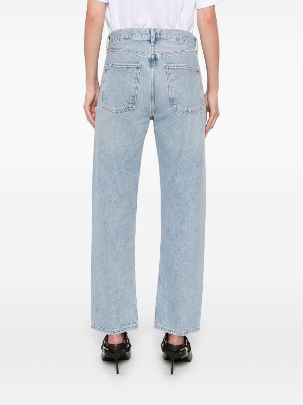Agolde Wide-leg High-waisted Cotton Jeans In Gray