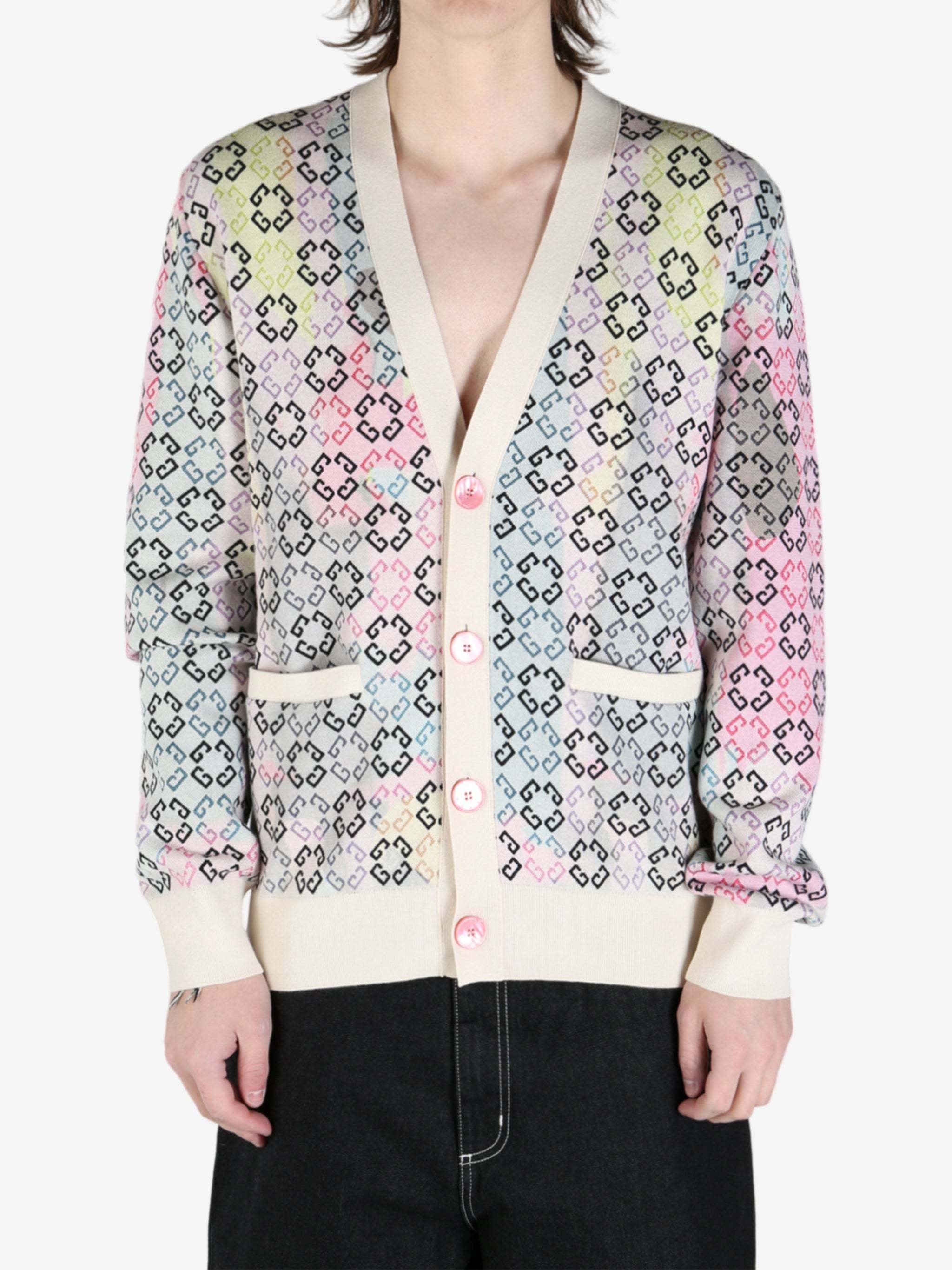 Givenchy Multicolor Cardigan In Monogram 72 Cotton In Nude