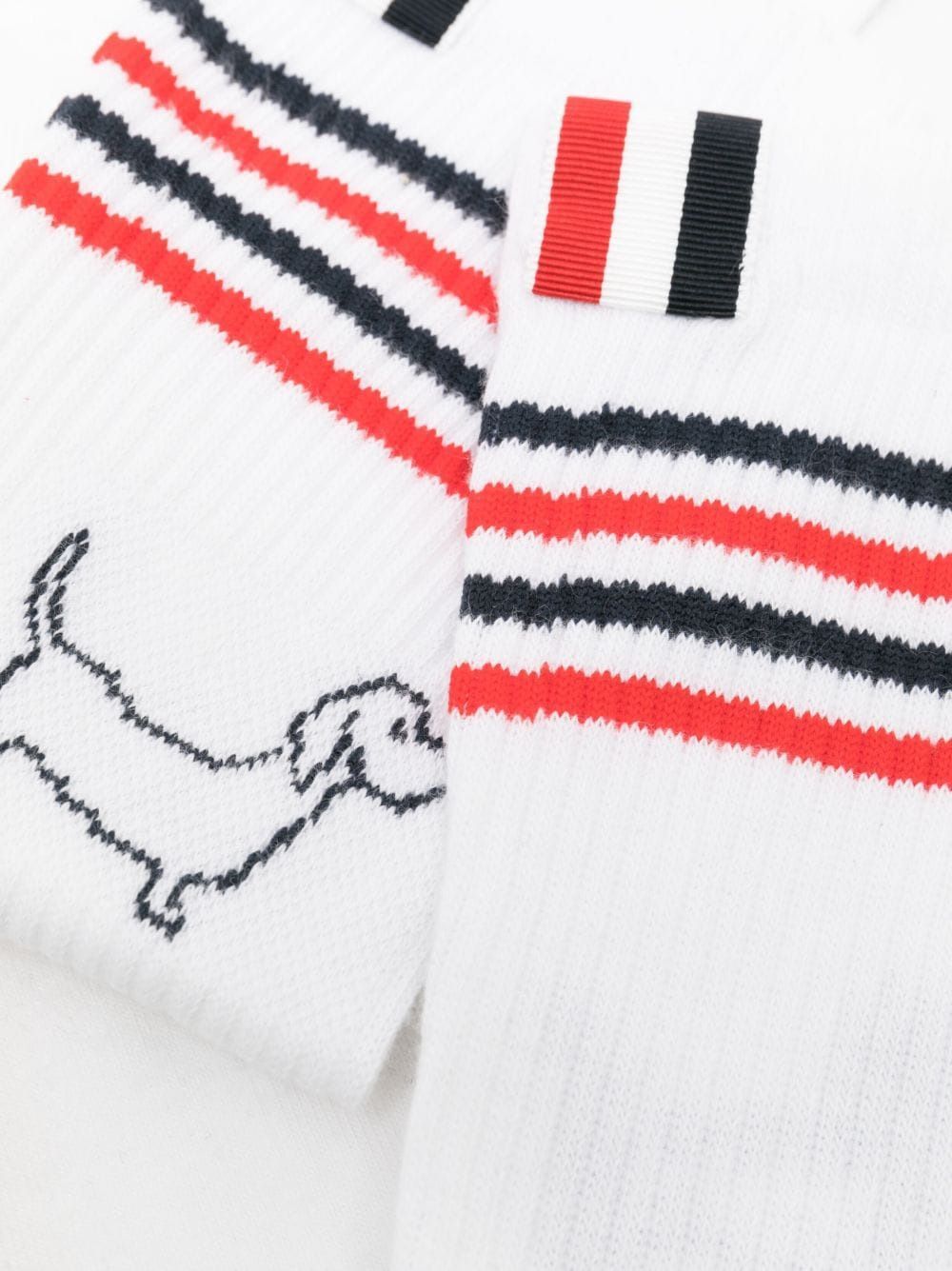 Thom Browne Intarsia-knit Ankle Socks In White