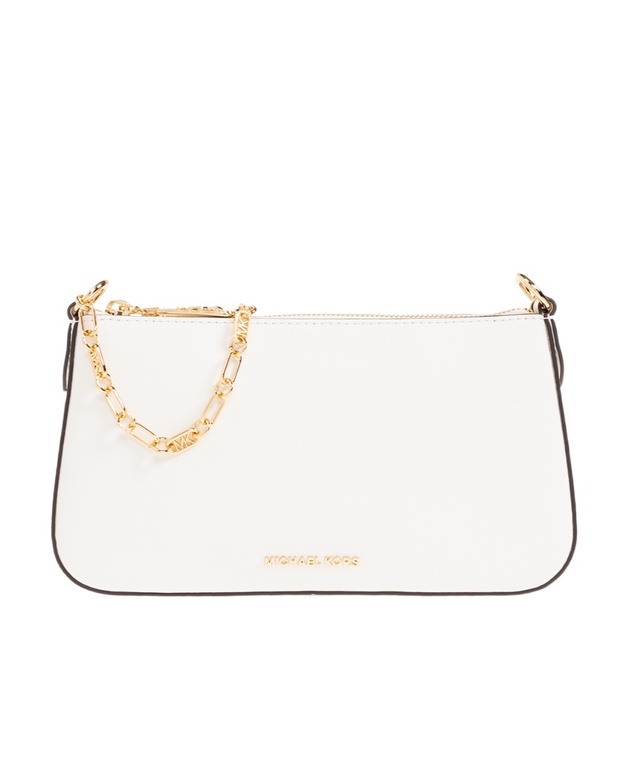 Shop Michael Michael Kors Medium Empire Leather Shoulder Bag In White