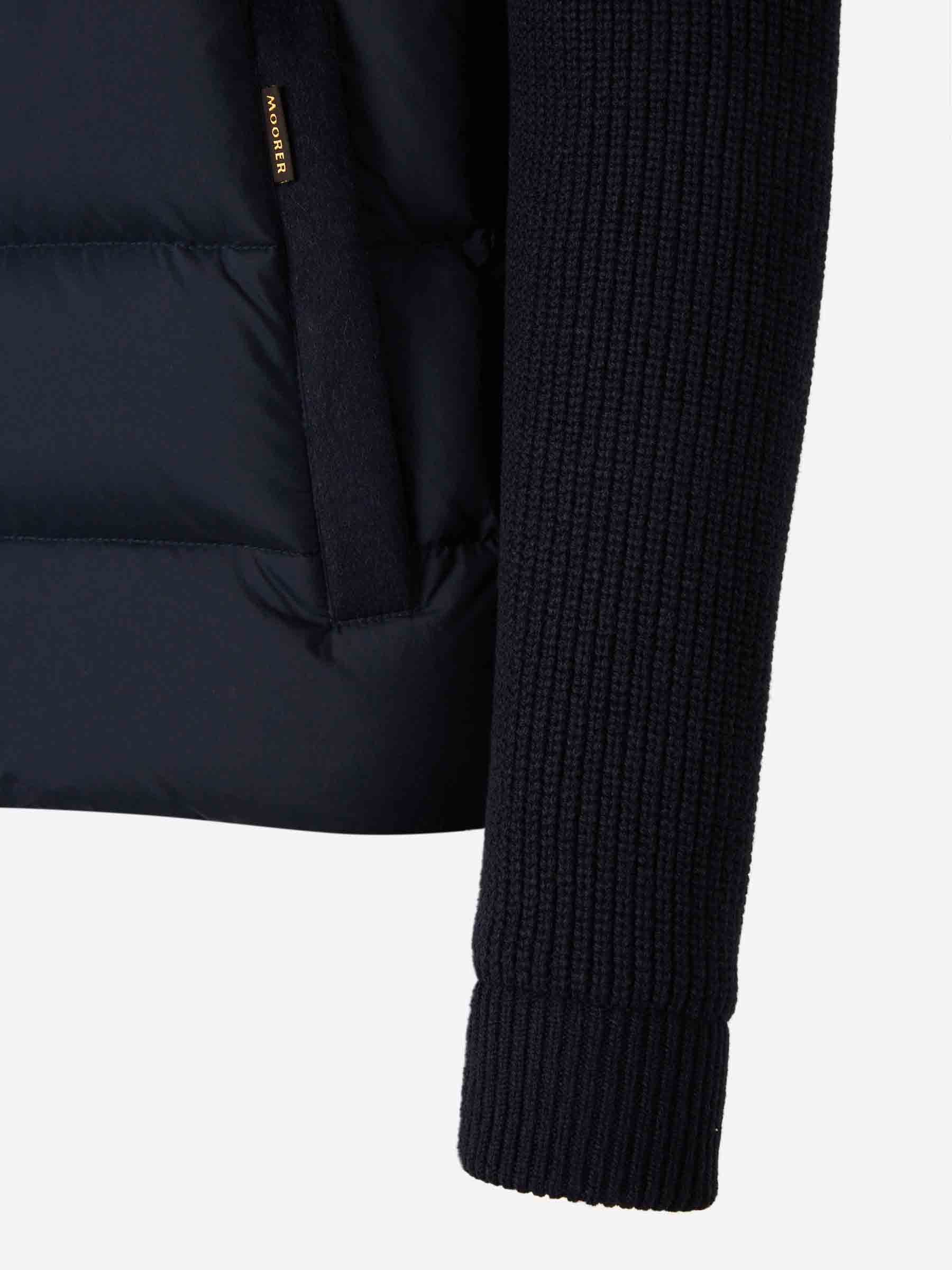 Moorer Allori Quilted Knitted-sleeve Jacket In Black