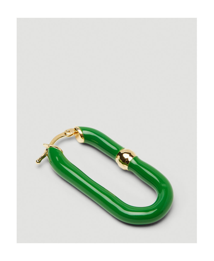 Bottega Veneta Enamel Hoop Earrings In Green