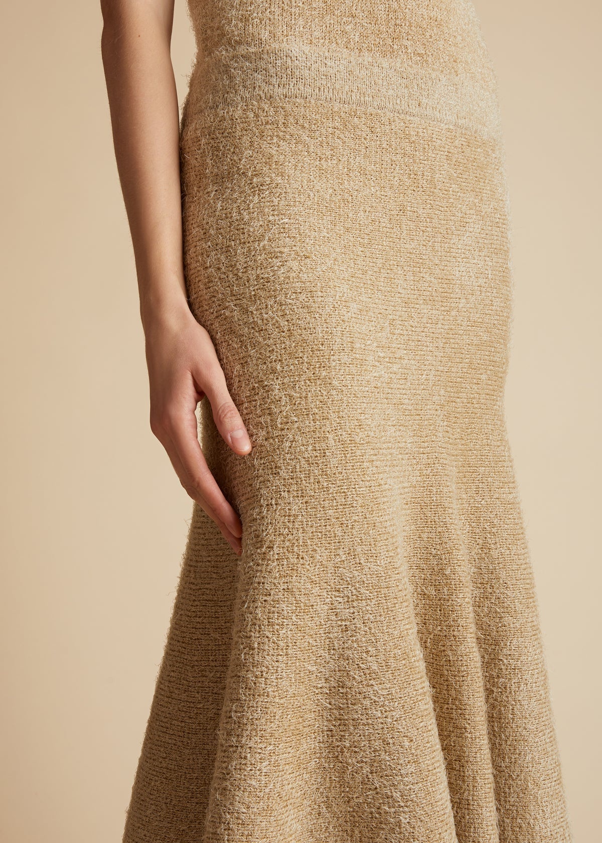 Khaite Cadence A-line Brushed Skirt In Brown