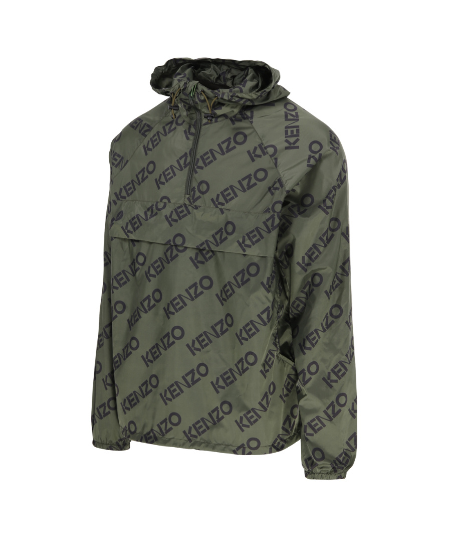 Kenzo Initials Hooded Jacket Drawstring Hem In Green