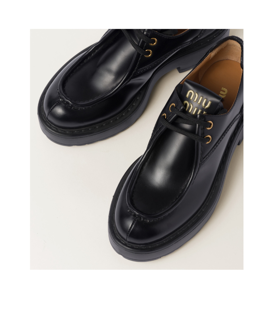 Miu Miu Chunky-sole Lace-up Shoes In Black