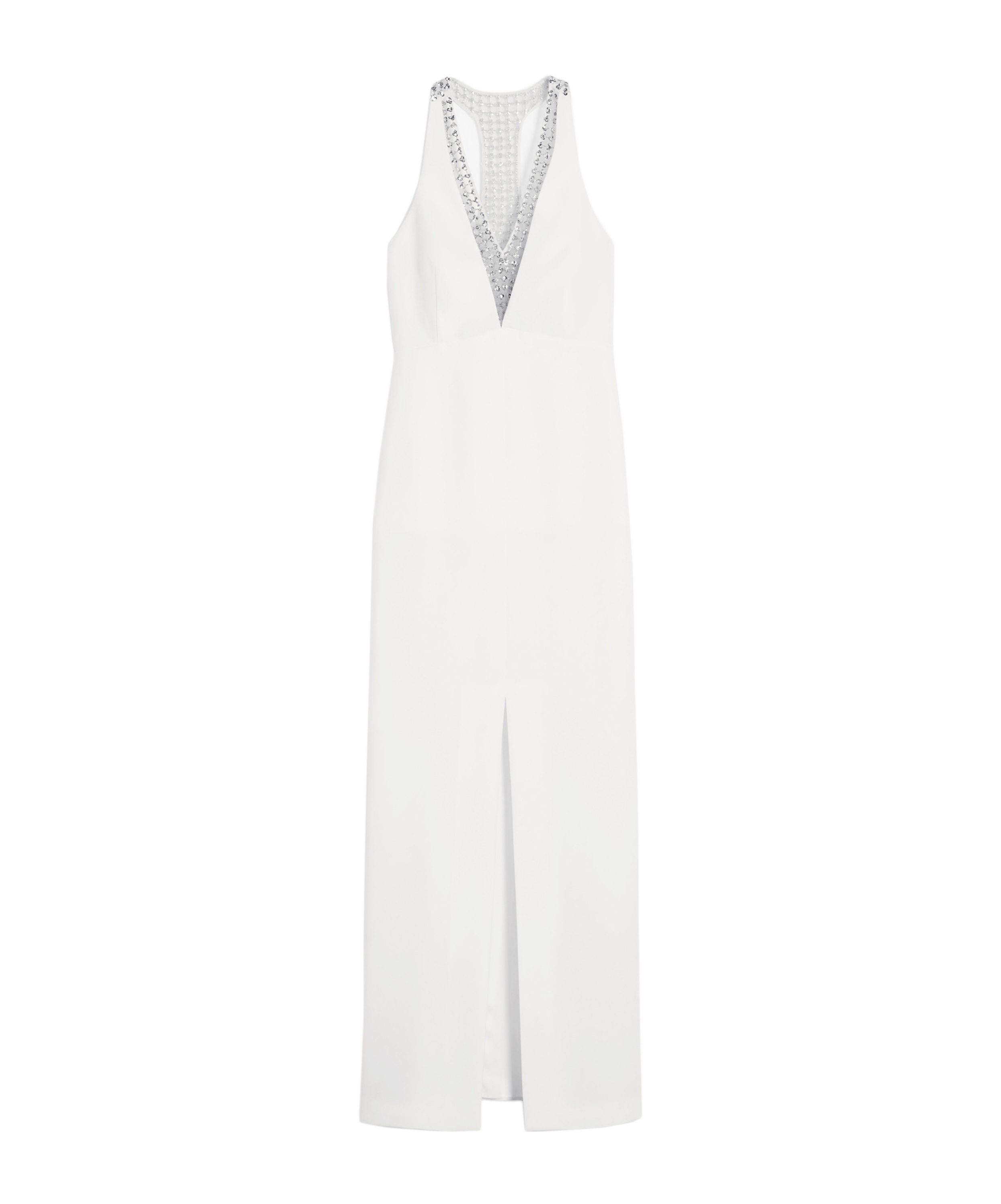 Max Mara Secolo Embellished V-neck Sleeveless Dress In White
