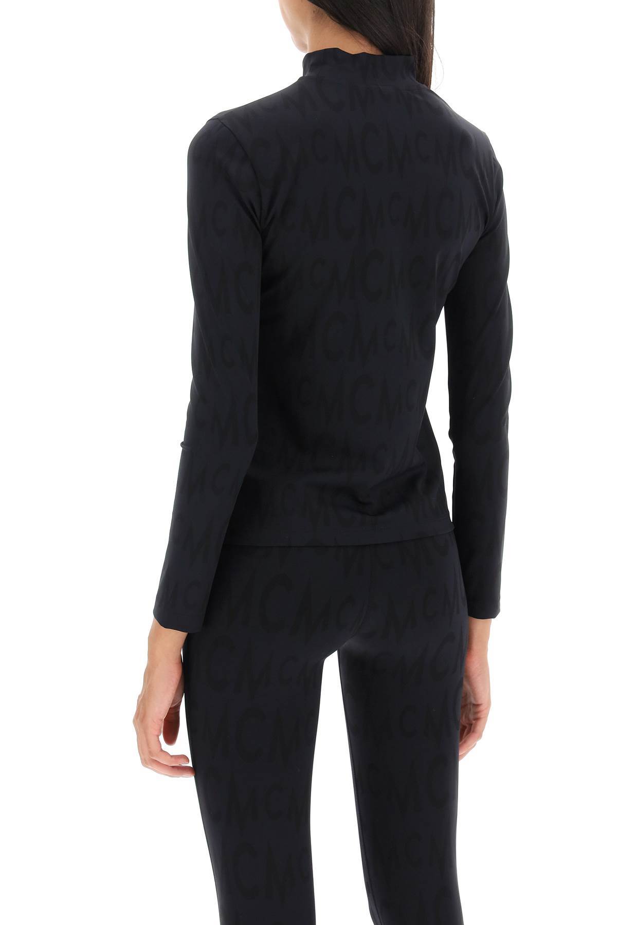 Mcm Logo Printed Long Sleeved T-shirt In Black