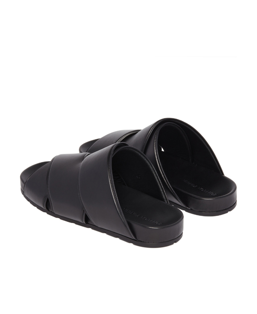 Bottega Veneta Leather Mules Rubber Sole In Black