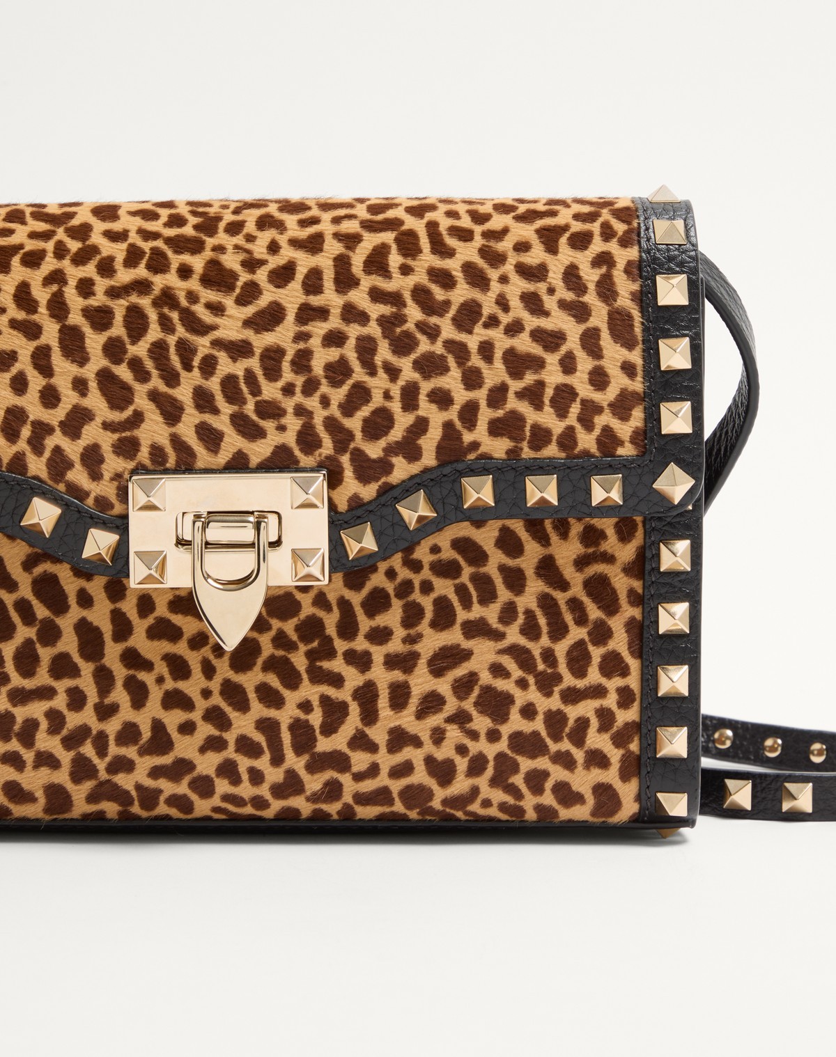 Valentino Garavani Rockstud Small Shoulder Bag In Pony-effect Calfskin With Animal Print In Multi