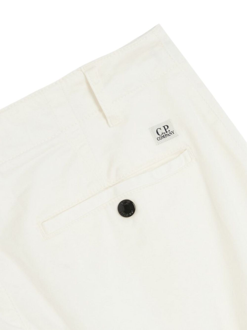 C.p. Company White Cargo Pants With Lens Motif On The Leg In Cotton Man In White
