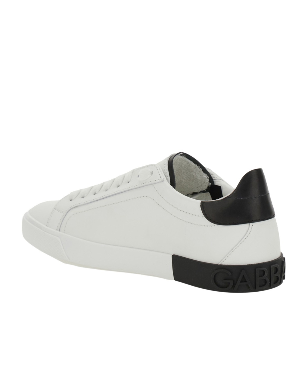 Dolce & Gabbana White Low Top Sneaker With Animal-motif Logo In Leather Woman In White
