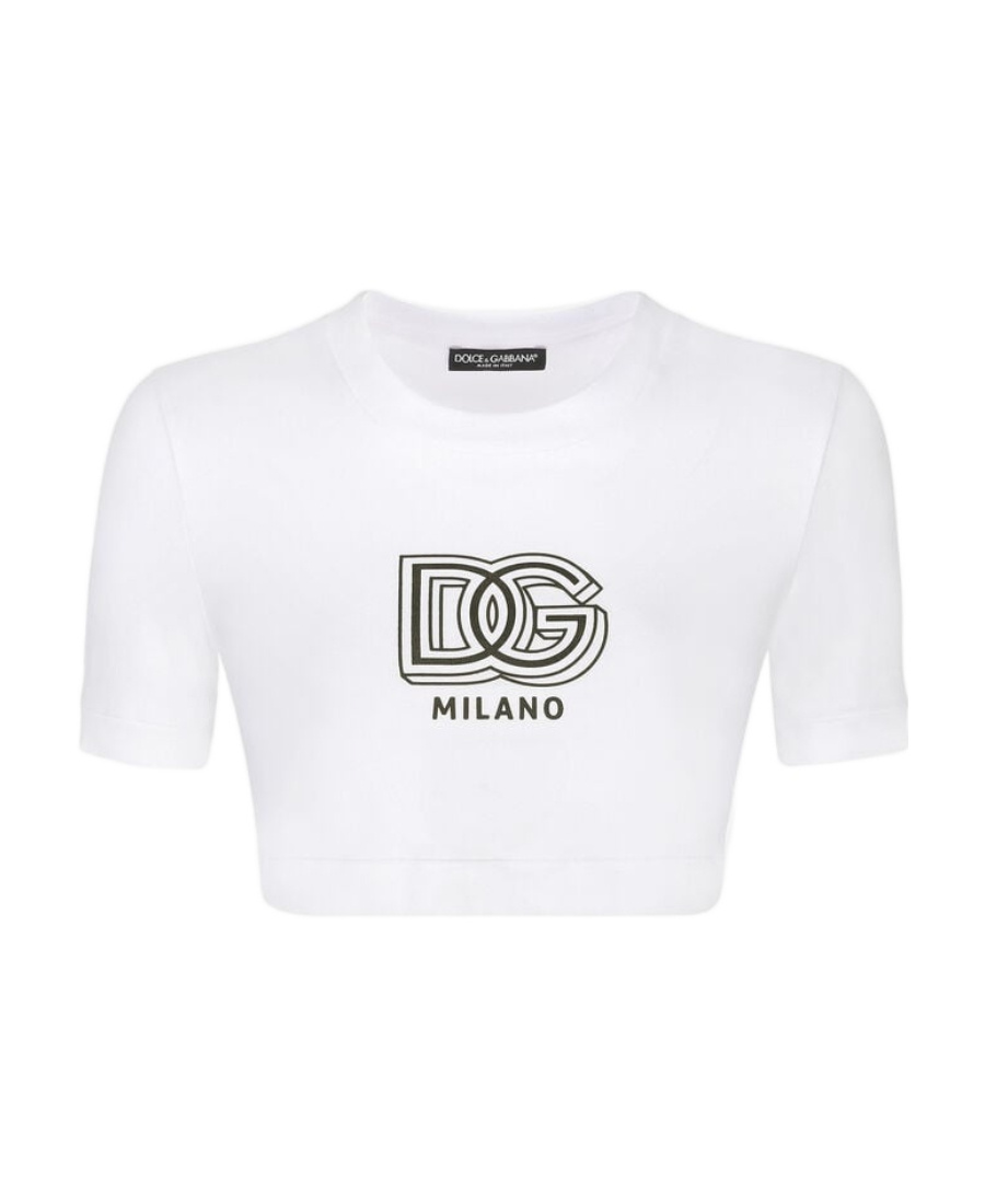 Dolce & Gabbana Logo-print Cotton-blend T-shirt In White