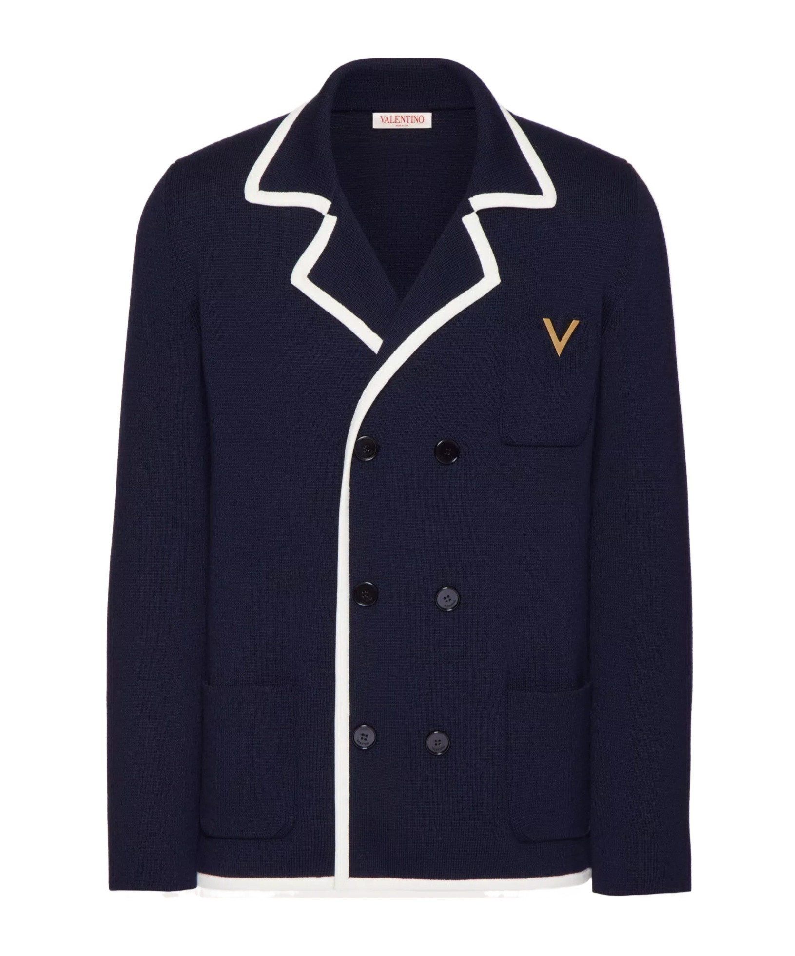 Valentino Wool Knit Jacket In Blue