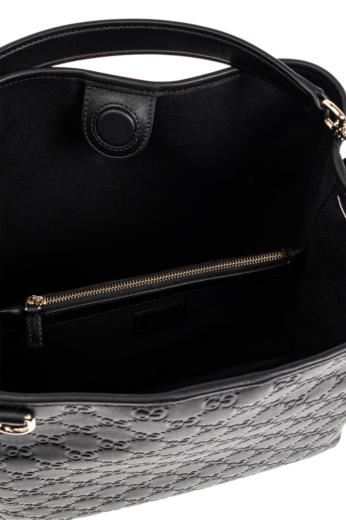 Gucci Women Medium Gg Emblem Bucket Bag In Black