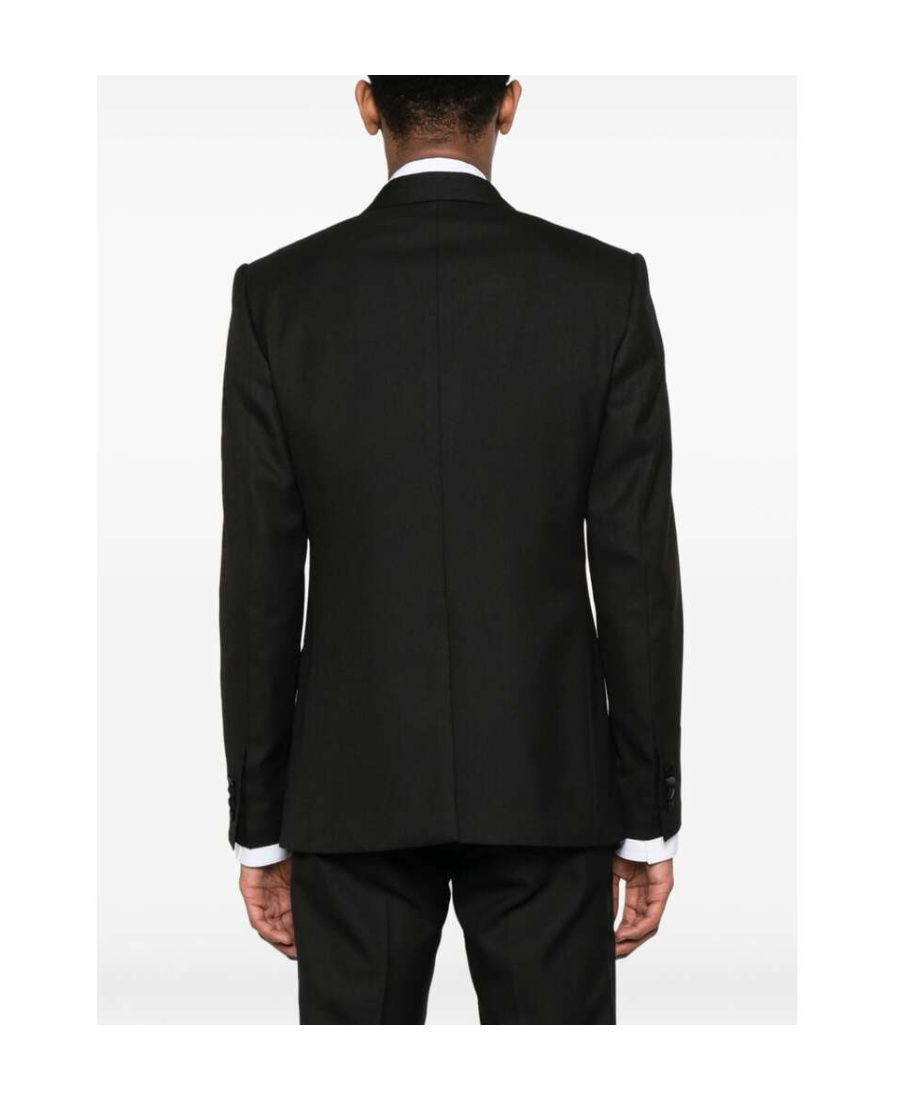 Dolce & Gabbana Sequin-lapel Double-breasted Blazer In Black