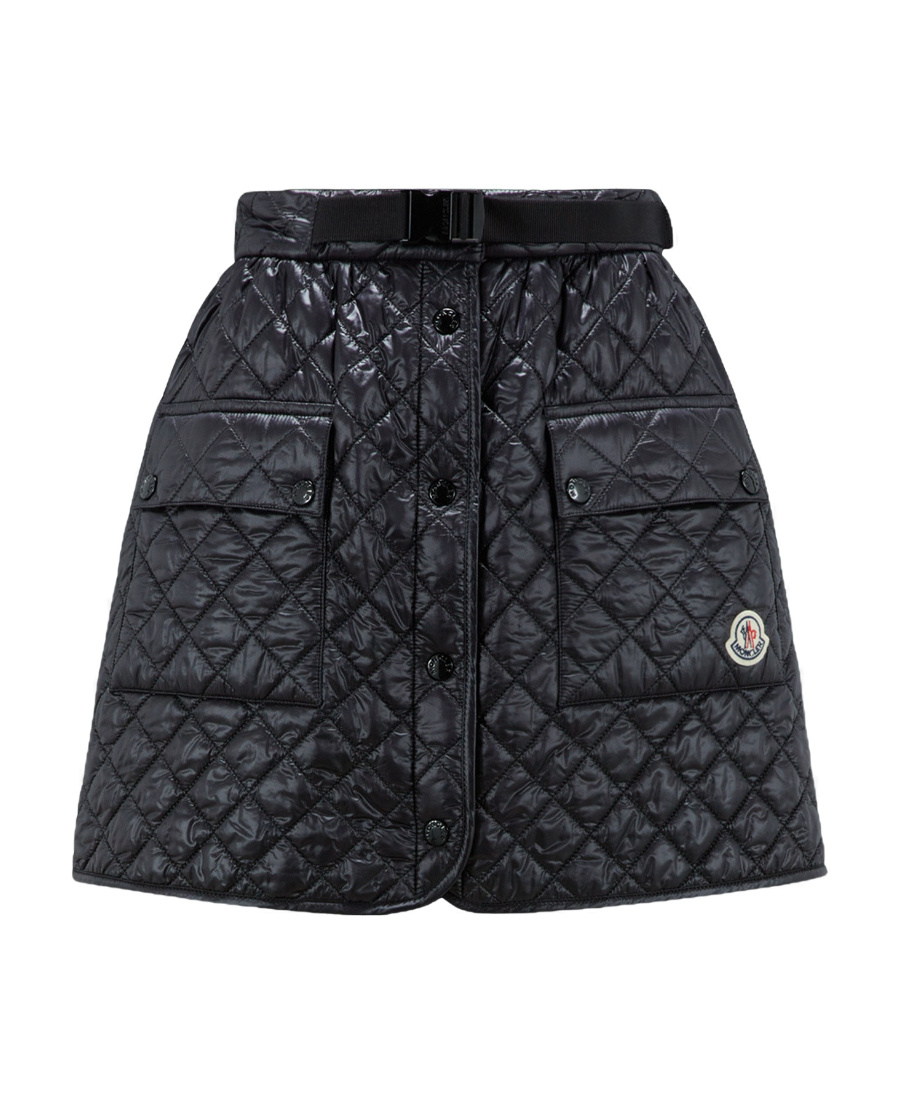 Moncler Quilted Wrap Miniskirt In Black