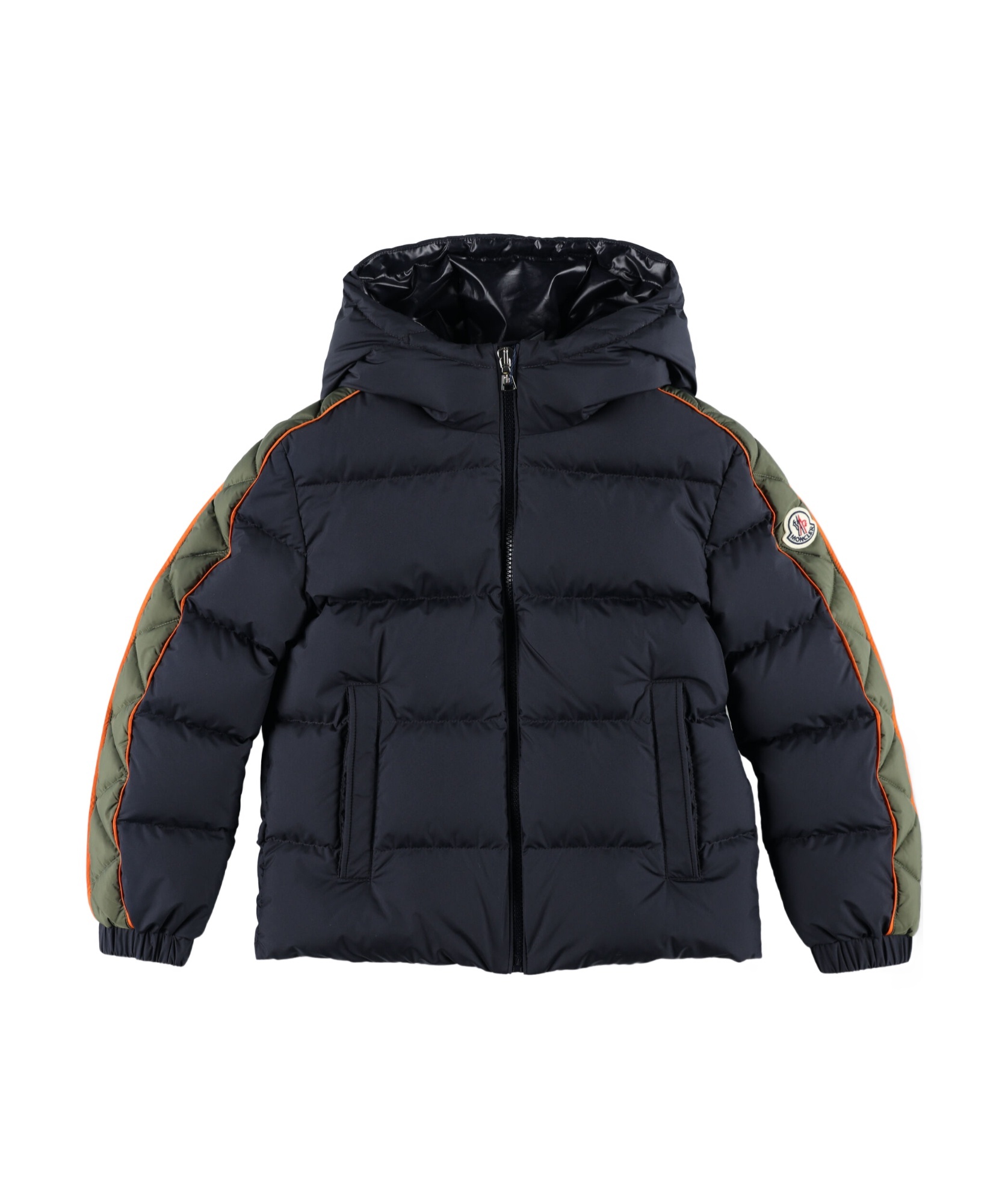 Moncler Logo Down Jacket In Blue