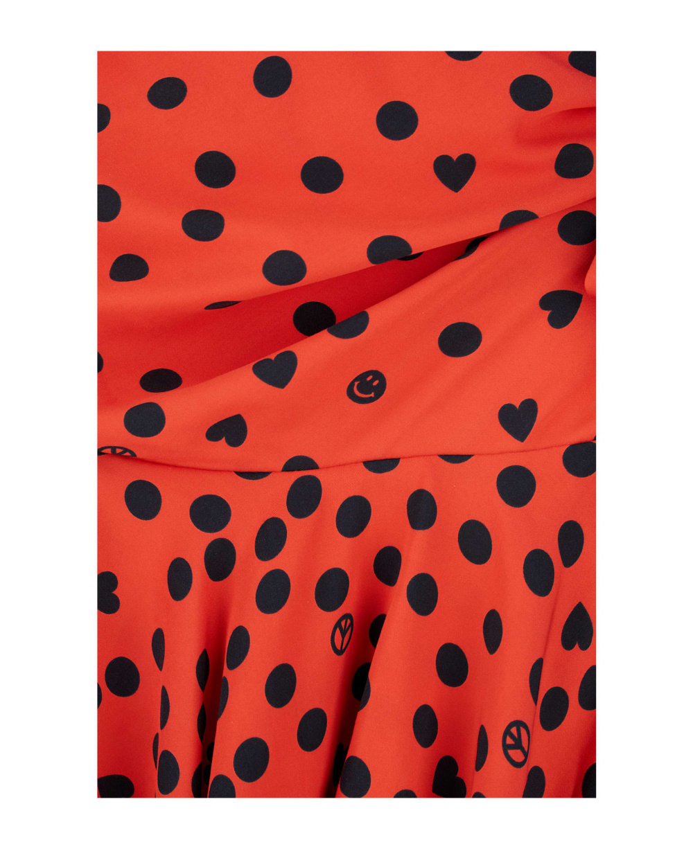 Moschino Polka-dot Ruffle-hem Mini Skirt In Orange