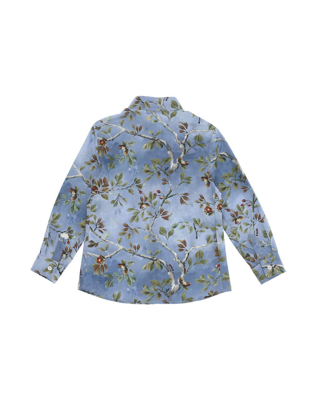 Monnalisa Bird-print Cotton Shirt In Blue