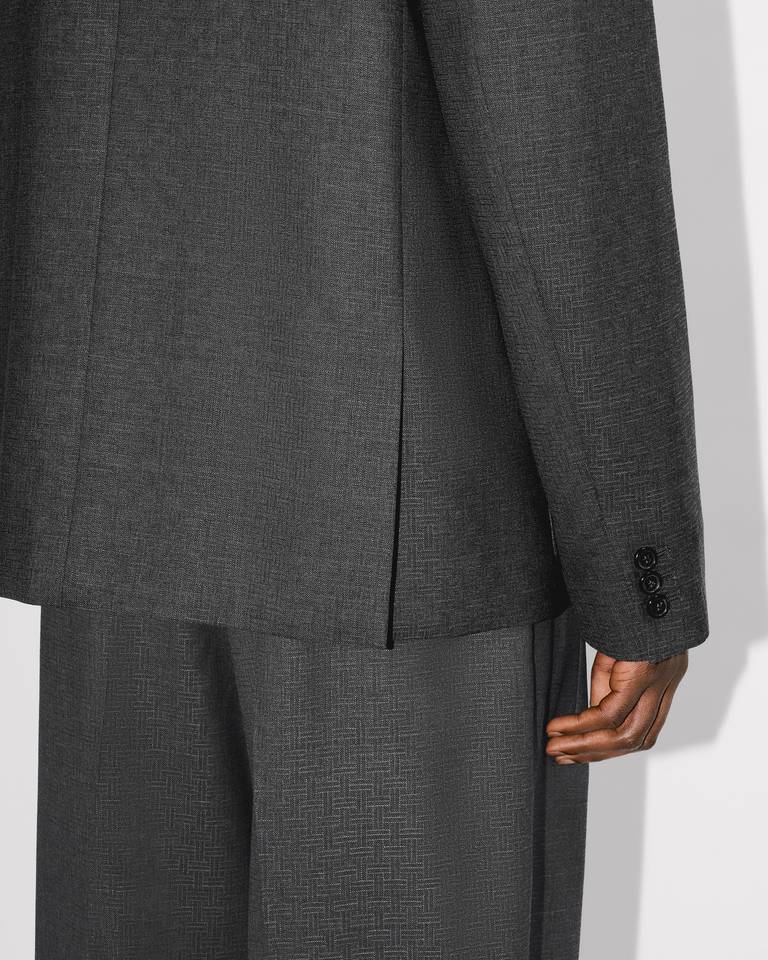 Kenzo ' Weave' Adjusted Tailored Kimono Jacket In Wool Jacquard In Gray