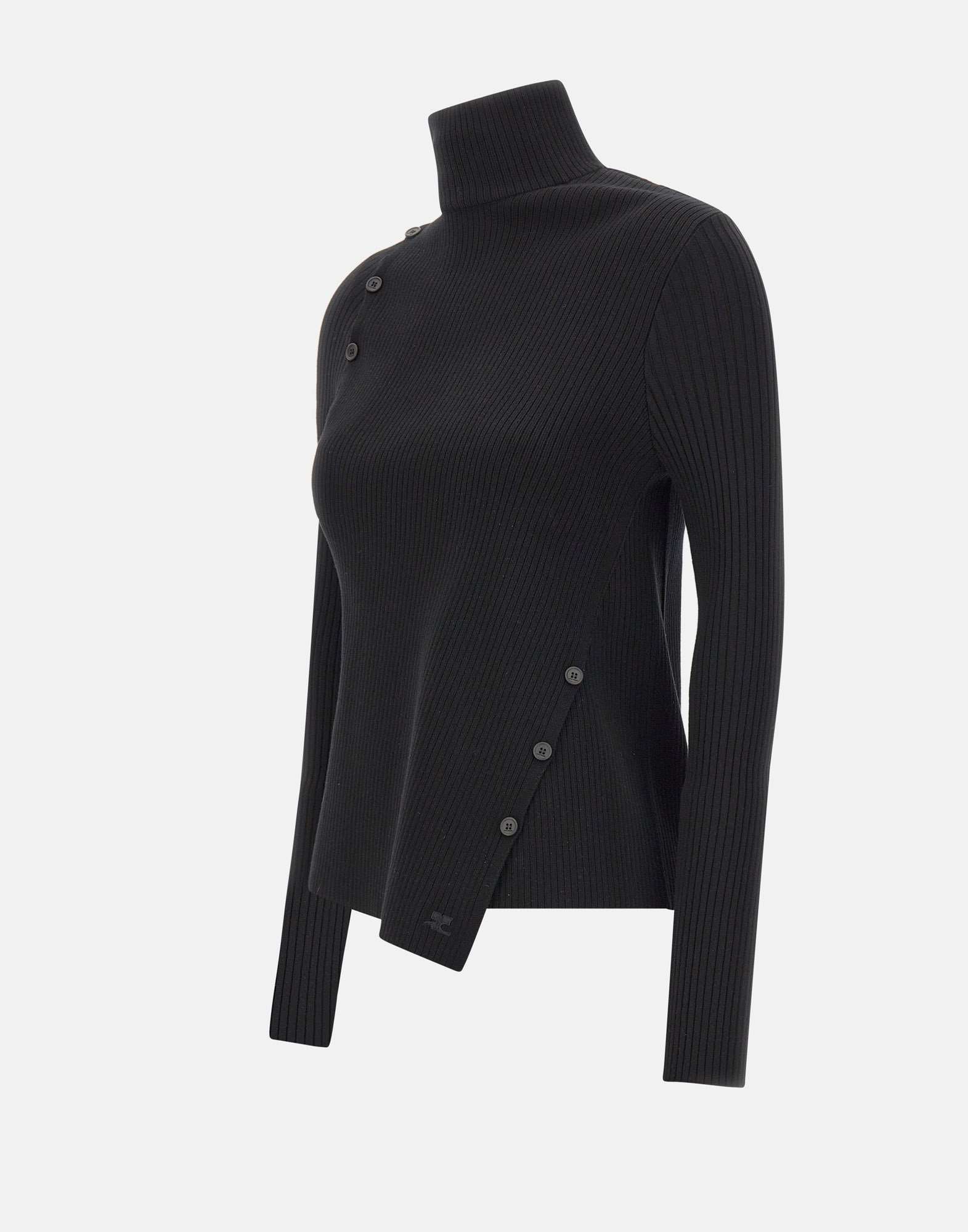 Courrèges High-neck Long-sleeved Sweater In Black