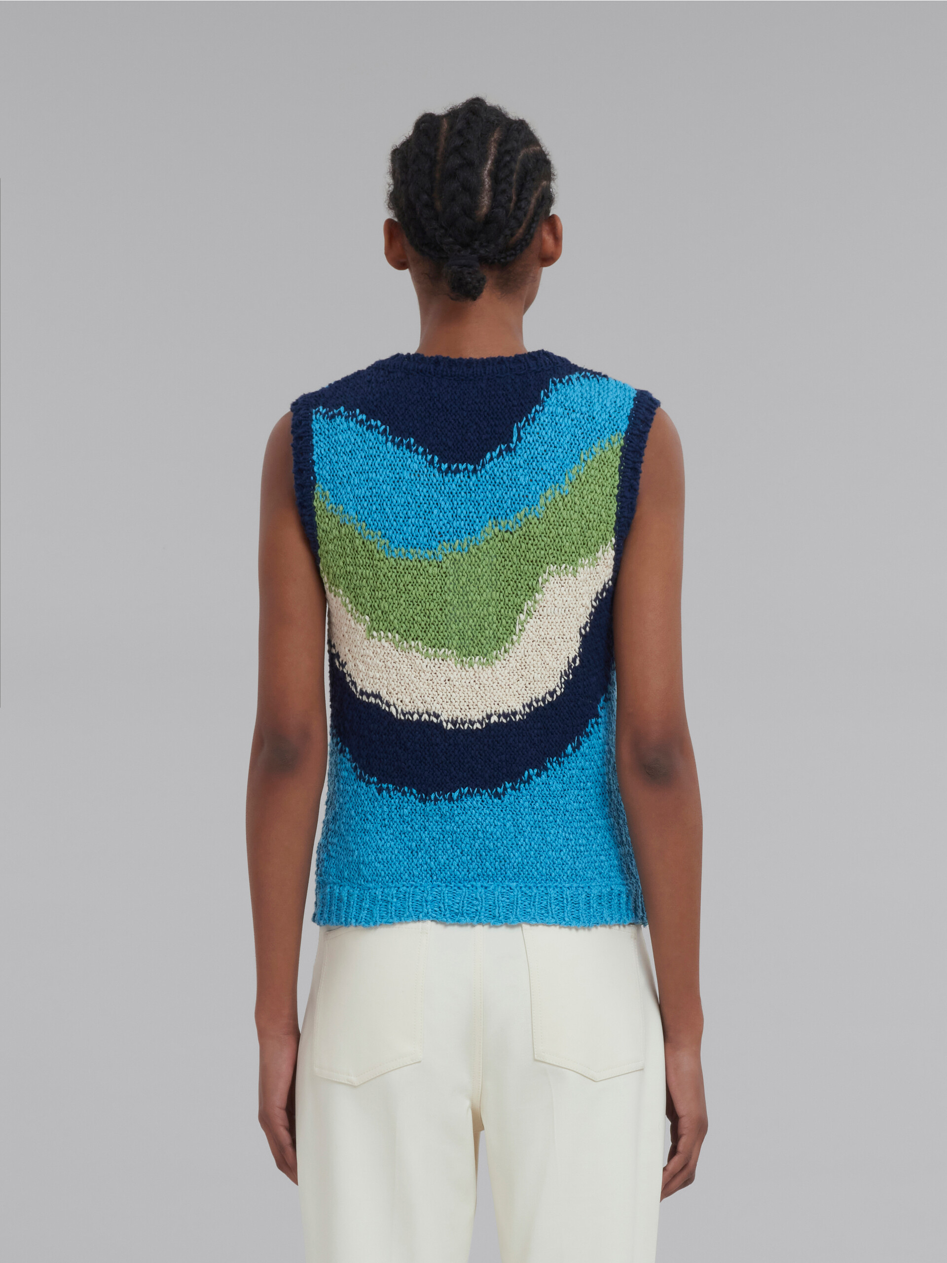 Marni Wavy Striped Knitted Vest In Blue