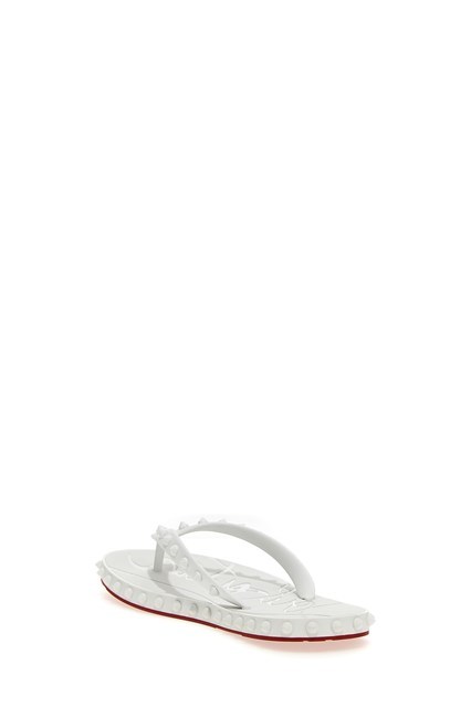 Christian Louboutin Super Loubi Flip Flops In White