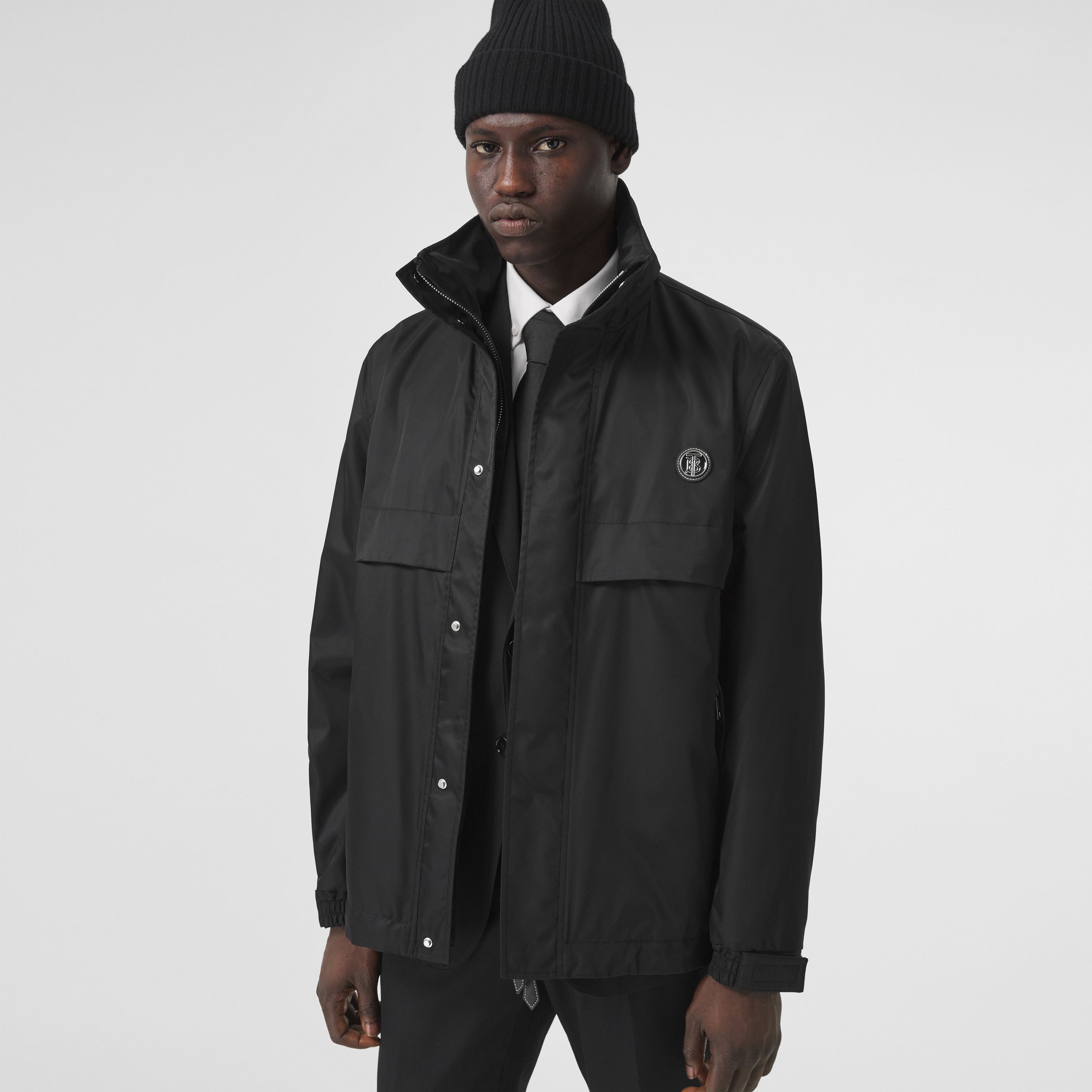 Burberry Monogram Motif Lightweight Jacket In Black
