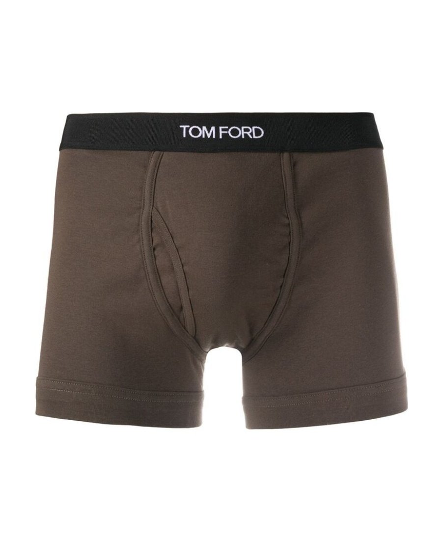 Tom Ford Logo-waistband Cotton Boxers In Brown